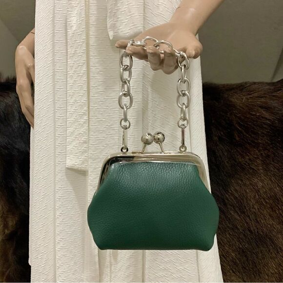 Handmade Genuine Premium Pebble Leather Kisslock Clutch/Wristlet/Evening Bag - Picture 3 of 15